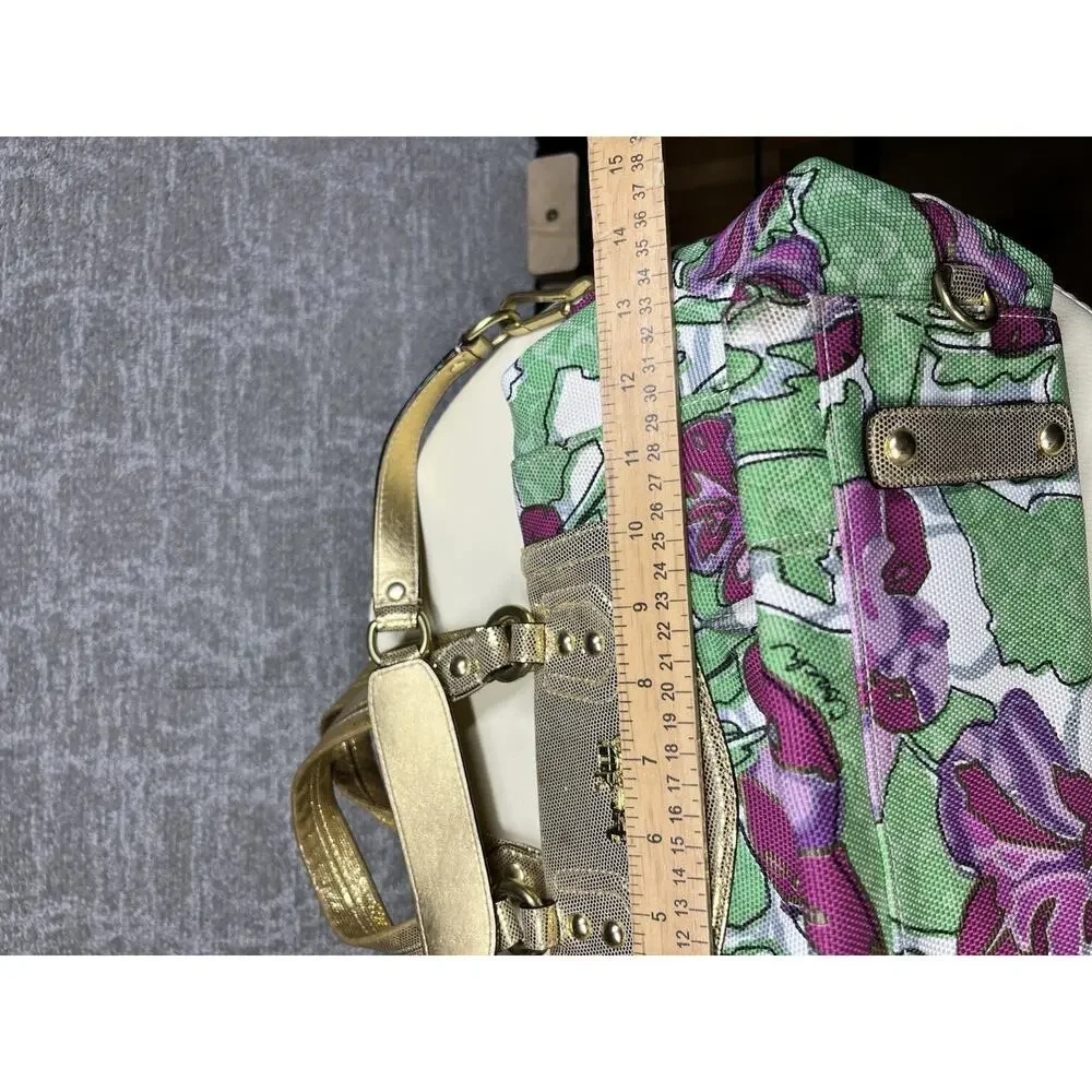 Coach Y2K Madison Floral Audrey Convertible Gold Accents Purse Bag 14589